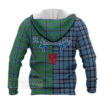 Snodgrass Tartan Knitted Hoodie Happy St. Andrew's Day Half Tartan Style - Tartan Vibes Clothing