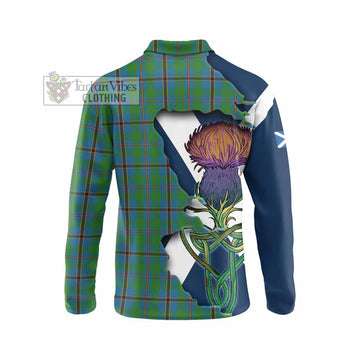 Tartan Vibes Clothing Snodgrass Tartan Family Crest Long Sleeve Polo Shirt Scottish Thistle Celtic Inspired