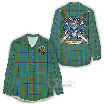 Snodgrass Tartan Women's Casual Shirt with Family Crest Celtic Skull Style - Tartan Vibes Clothing