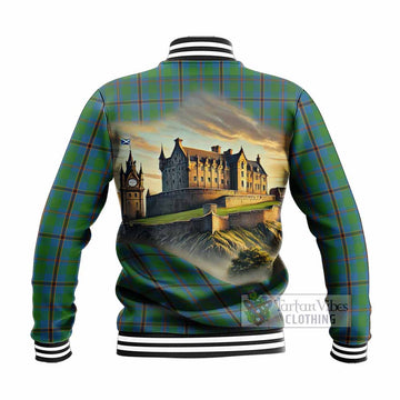 Snodgrass Tartan Family Crest Baseball Jacket with Scottish Ancient Castle Style - Tartan Vibes Clothing