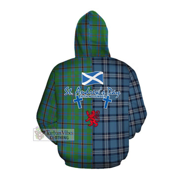 Snodgrass Tartan Cotton Hoodie Happy St. Andrew's Day Half Tartan Style Pullover Hoodie - Tartan Vibes Clothing