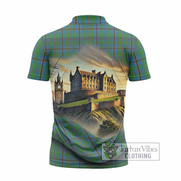 Snodgrass Tartan Family Crest Zipper Polo Shirt with Scottish Ancient Castle Style - Tartan Vibes Clothing