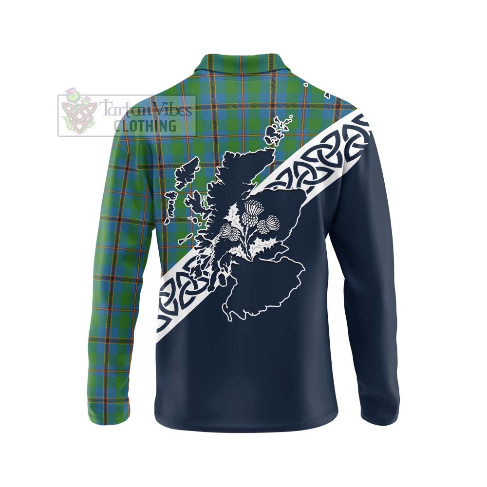 Snodgrass Tartan Long Sleeve Polo Shirt Featuring Thistle and Scotland Map - Tartan Vibes Clothing