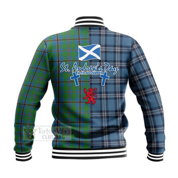 Snodgrass Tartan Baseball Jacket Happy St. Andrew's Day Half Tartan Style - Tartan Vibes Clothing