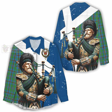 Snodgrass Tartan Women's Casual Shirt with Family Crest Scottish Bagpiper Vibes - Tartan Vibes Clothing