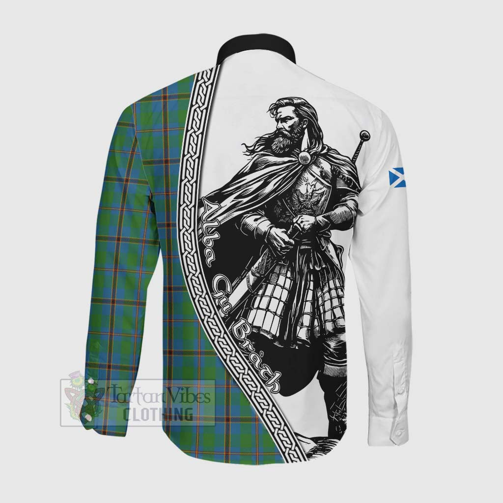 Snodgrass Tartan Clan Crest Long Sleeve Button Shirt with Highlander Warrior Celtic Style Men's Shirt - Tartan Vibes Clothing