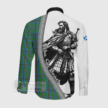 Snodgrass Tartan Clan Crest Long Sleeve Button Shirt with Highlander Warrior Celtic Style Men's Shirt - Tartan Vibes Clothing