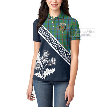 Snodgrass Tartan Women's Polo Shirt Featuring Thistle and Scotland Map - Tartanvibesclothing Store