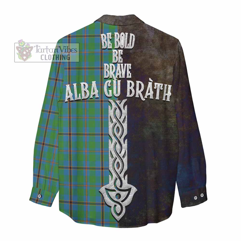 Tartan Vibes Clothing Snodgrass Tartan Family Crest Women's Casual Shirt Alba Gu Brath Be Brave Lion Ancient Style