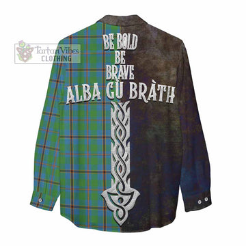 Snodgrass Tartan Family Crest Women's Casual Shirt Alba Gu Brath Be Brave Lion Ancient Style - Tartan Vibes Clothing