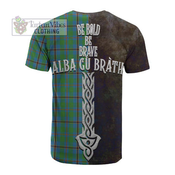 Tartan Vibes Clothing Snodgrass Tartan Family Crest Cotton T-shirt Alba Gu Brath Be Brave Lion Ancient Style