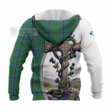 Snodgrass Tartan Knitted Hoodie with Family Crest and St. Andrew's Cross Accented by Thistle Vines - Tartan Vibes Clothing