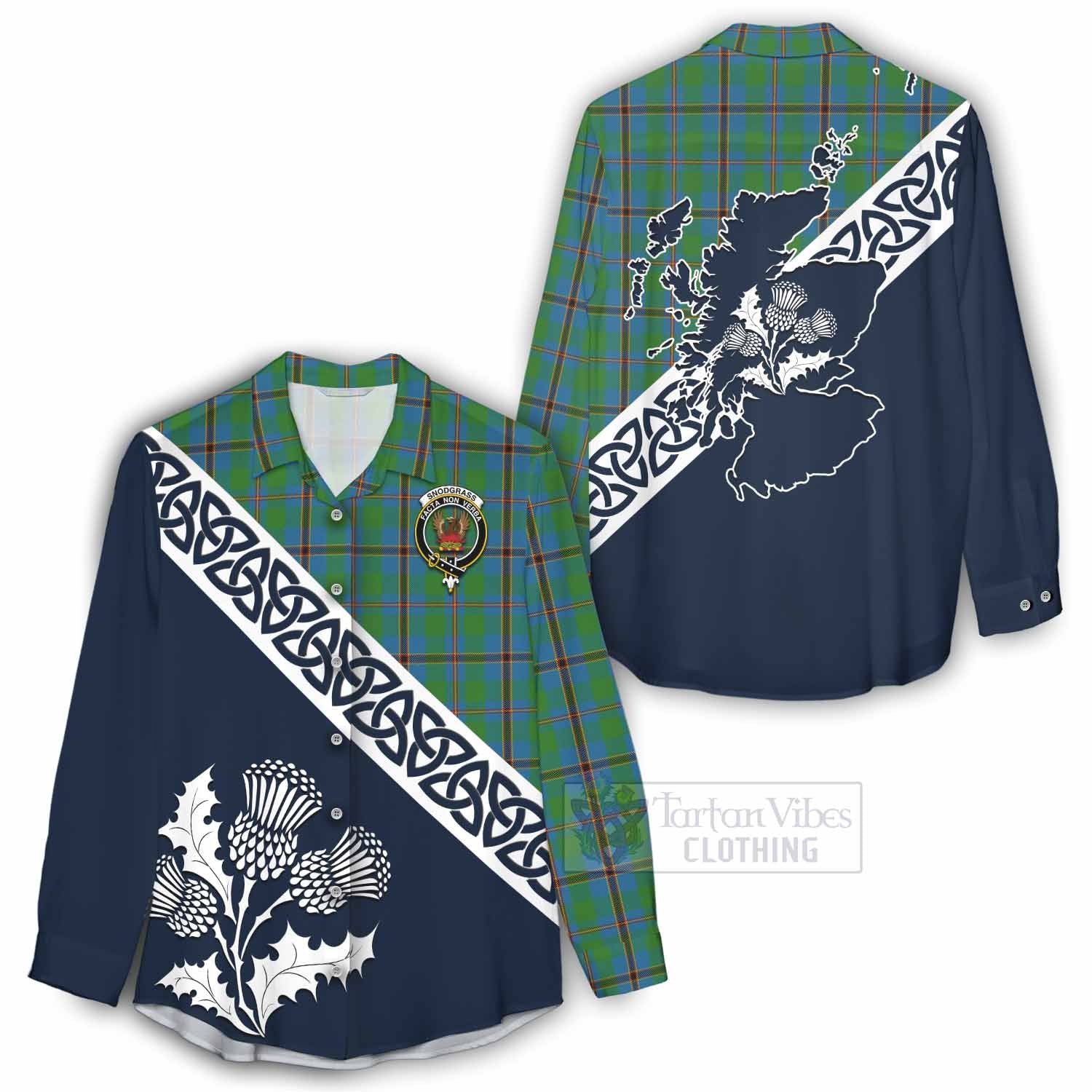 Snodgrass Tartan Women's Casual Shirt Featuring Thistle and Scotland Map - Tartan Vibes Clothing