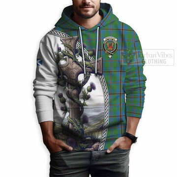 Snodgrass Tartan Hoodie with Family Crest and St. Andrew's Cross Accented by Thistle Vines - Tartan Vibes Clothing