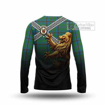 Snodgrass Crest Tartan Long Sleeve T-Shirt with Golden Lion Emblem Celtic Style - Tartan Vibes Clothing