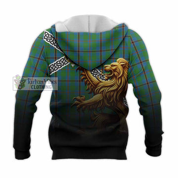 Tartan Vibes Clothing Snodgrass Crest Tartan Knitted Hoodie with Golden Lion Emblem Celtic Style