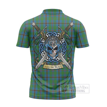 Snodgrass Tartan Zipper Polo Shirt with Family Crest Celtic Skull Style - Tartan Vibes Clothing