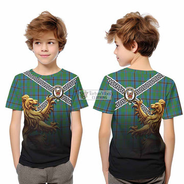 Snodgrass Crest Tartan Kid T-Shirt with Golden Lion Emblem Celtic Style - Tartan Vibes Clothing