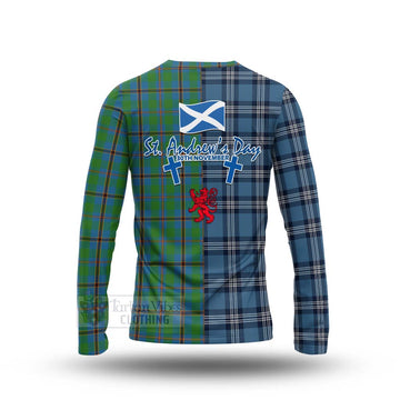 Snodgrass Tartan Long Sleeve T-Shirt Happy St. Andrew's Day Half Tartan Style - Tartan Vibes Clothing