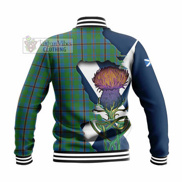 Tartan Vibes Clothing Snodgrass Tartan Family Crest Baseball Jacket Scottish Thistle Celtic Inspired