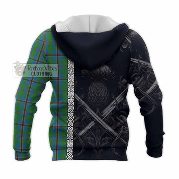 Tartan Vibes Clothing Snodgrass Tartan Knitted Hoodie with Family Crest Cross Sword Thistle Celtic Vibes