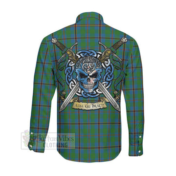 Snodgrass Tartan Long Sleeve Button Shirt with Family Crest Celtic Skull Style Men's Shirt - Tartan Vibes Clothing