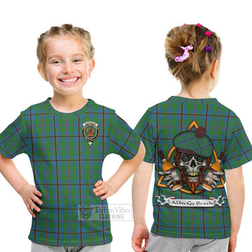 Snodgrass Tartan Kid T-Shirt with Family Crest and Bearded Skull Holding Bottles of Whiskey - Tartan Vibes Clothing