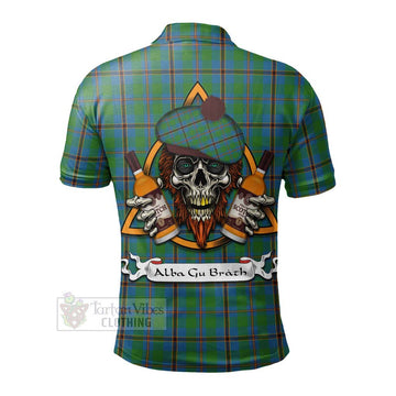 Snodgrass Tartan Polo Shirt with Family Crest and Bearded Skull Holding Bottles of Whiskey - Tartan Vibes Clothing