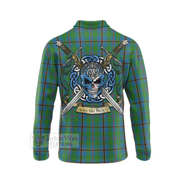 Snodgrass Tartan Long Sleeve Polo Shirt with Family Crest Celtic Skull Style - Tartan Vibes Clothing