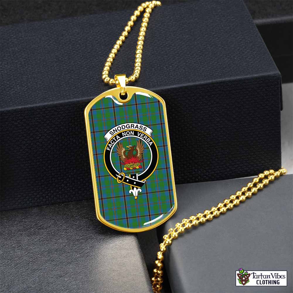 Snodgrass Tartan Dog Tag Necklace with Family Crest Gold No - Tartan Vibes Clothing