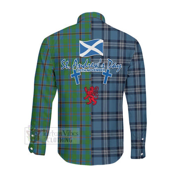 Snodgrass Tartan Long Sleeve Button Shirt Happy St. Andrew's Day Half Tartan Style Men's Shirt - Tartan Vibes Clothing