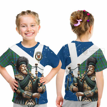 Snodgrass Tartan Kid T-Shirt with Family Crest Scottish Bagpiper Vibes - Tartan Vibes Clothing
