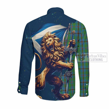 Snodgrass Tartan Family Crest Long Sleeve Button Shirt with Scottish Majestic Lion Men's Shirt - Tartan Vibes Clothing