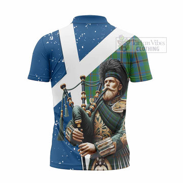 Snodgrass Tartan Zipper Polo Shirt with Family Crest Scottish Bagpiper Vibes - Tartan Vibes Clothing