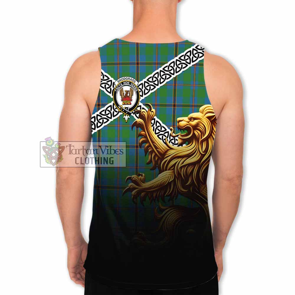 Snodgrass Crest Tartan Men's Tank Top with Golden Lion Emblem Celtic Style - Tartan Vibes Clothing