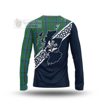 Snodgrass Tartan Long Sleeve T-Shirt Featuring Thistle and Scotland Map - Tartan Vibes Clothing