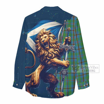 Snodgrass Tartan Family Crest Women's Casual Shirt with Scottish Majestic Lion - Tartan Vibes Clothing