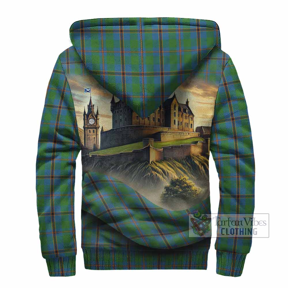 Snodgrass Tartan Family Crest Sherpa Hoodie with Scottish Ancient Castle Style - Tartan Vibes Clothing