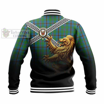 Tartan Vibes Clothing Snodgrass Crest Tartan Baseball Jacket with Golden Lion Emblem Celtic Style