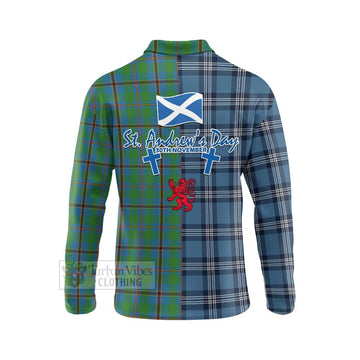 Snodgrass Tartan Long Sleeve Polo Shirt Happy St. Andrew's Day Half Tartan Style - Tartan Vibes Clothing