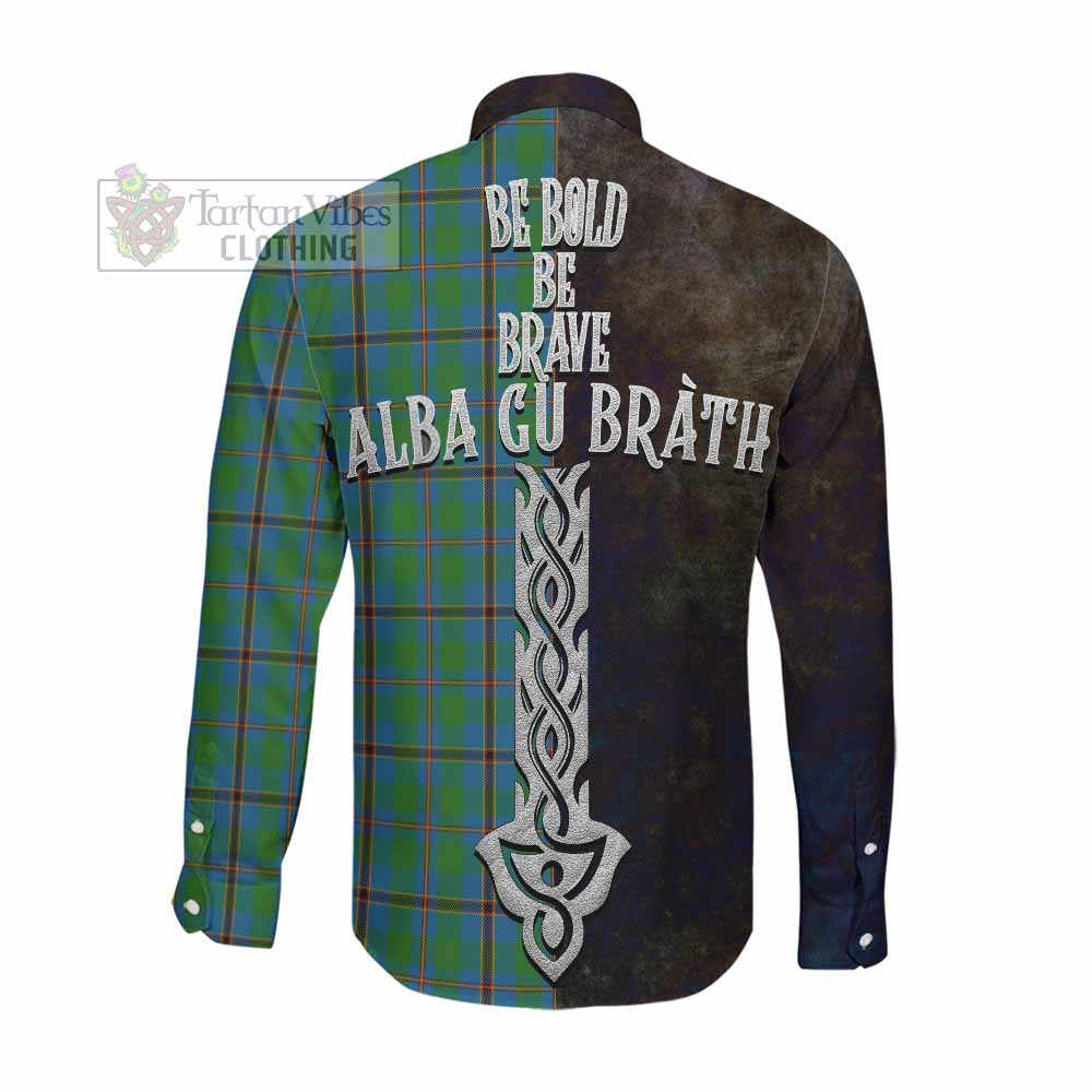 Snodgrass Tartan Family Crest Long Sleeve Button Shirt Alba Gu Brath Be Brave Lion Ancient Style Men's Shirt - Tartan Vibes Clothing