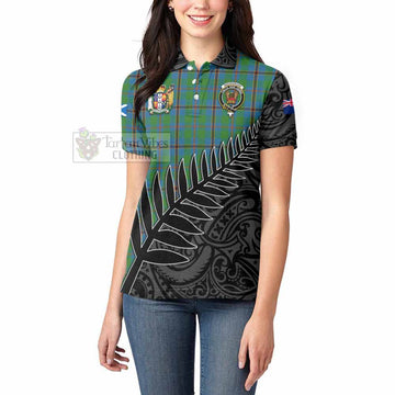 Snodgrass Crest Tartan Women's Polo Shirt with New Zealand Silver Fern Half Style - Tartan Vibes Clothing