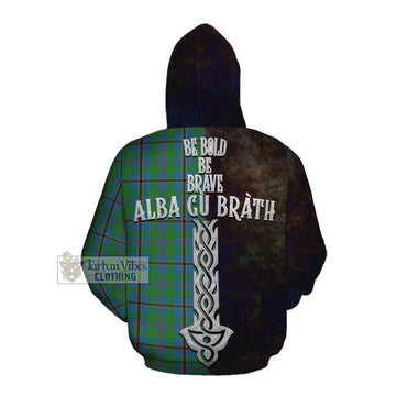 Tartan Vibes Clothing Snodgrass Tartan Family Crest Cotton Hoodie Alba Gu Brath Be Brave Lion Ancient Style