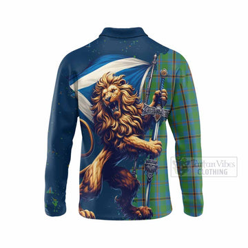 Snodgrass Tartan Family Crest Long Sleeve Polo Shirt with Scottish Majestic Lion - Tartan Vibes Clothing