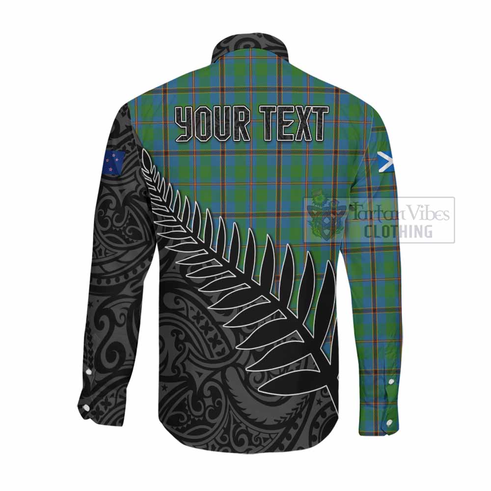 Snodgrass Crest Tartan Long Sleeve Button Shirt with New Zealand Silver Fern Half Style Men's Shirt - Tartan Vibes Clothing
