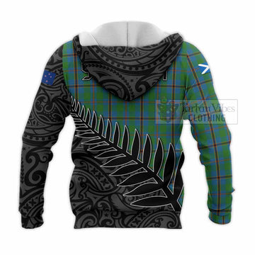 Snodgrass Crest Tartan Knitted Hoodie with New Zealand Silver Fern Half Style - Tartan Vibes Clothing