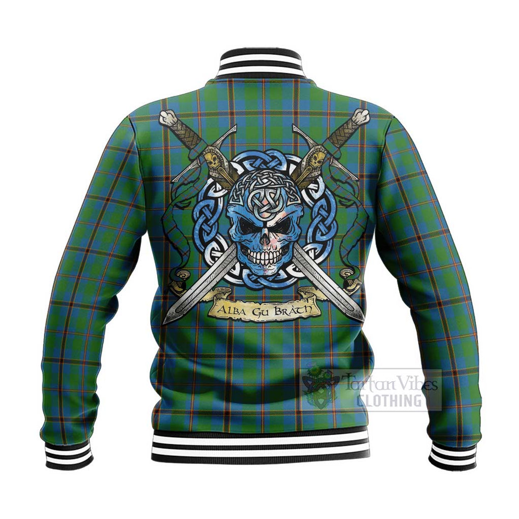 Snodgrass Tartan Baseball Jacket with Family Crest Celtic Skull Style - Tartan Vibes Clothing