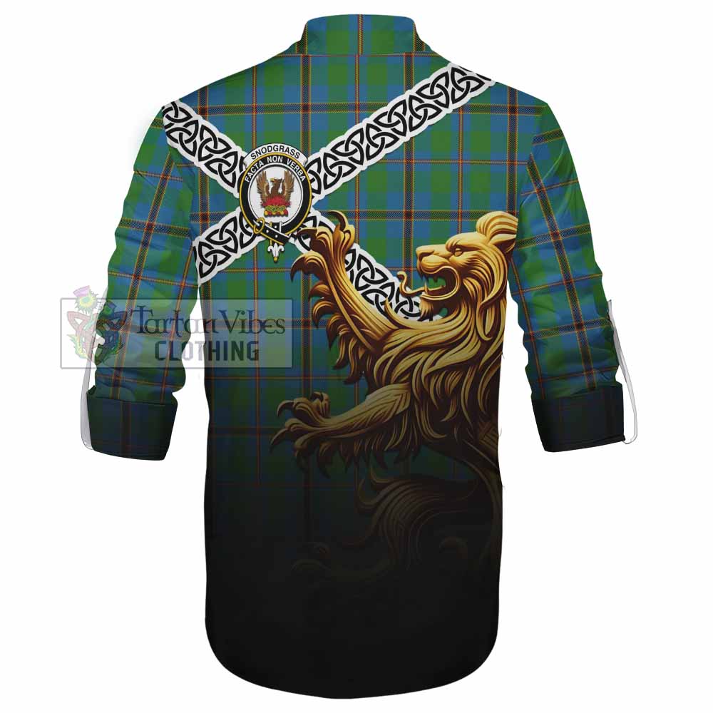 Snodgrass Crest Tartan Ghillie Kilt Shirt with Golden Lion Emblem Celtic Style - Tartan Vibes Clothing