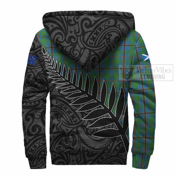 Snodgrass Crest Tartan Sherpa Hoodie with New Zealand Silver Fern Half Style - Tartan Vibes Clothing
