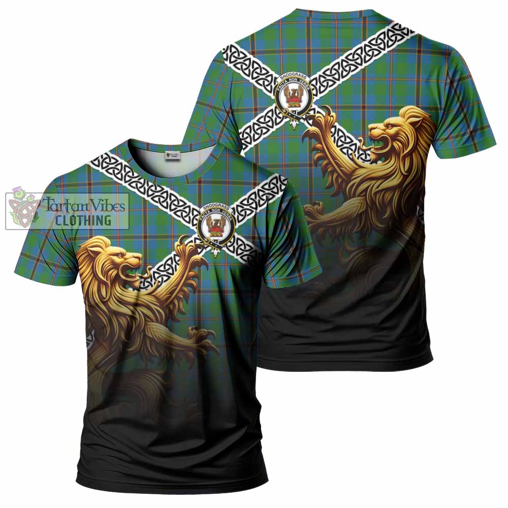 Snodgrass Crest Tartan T-Shirt with Golden Lion Emblem Celtic Style - Tartan Vibes Clothing